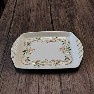 Lenox Frosted Berries Small Tray 8" With Gold & Enamel Accents